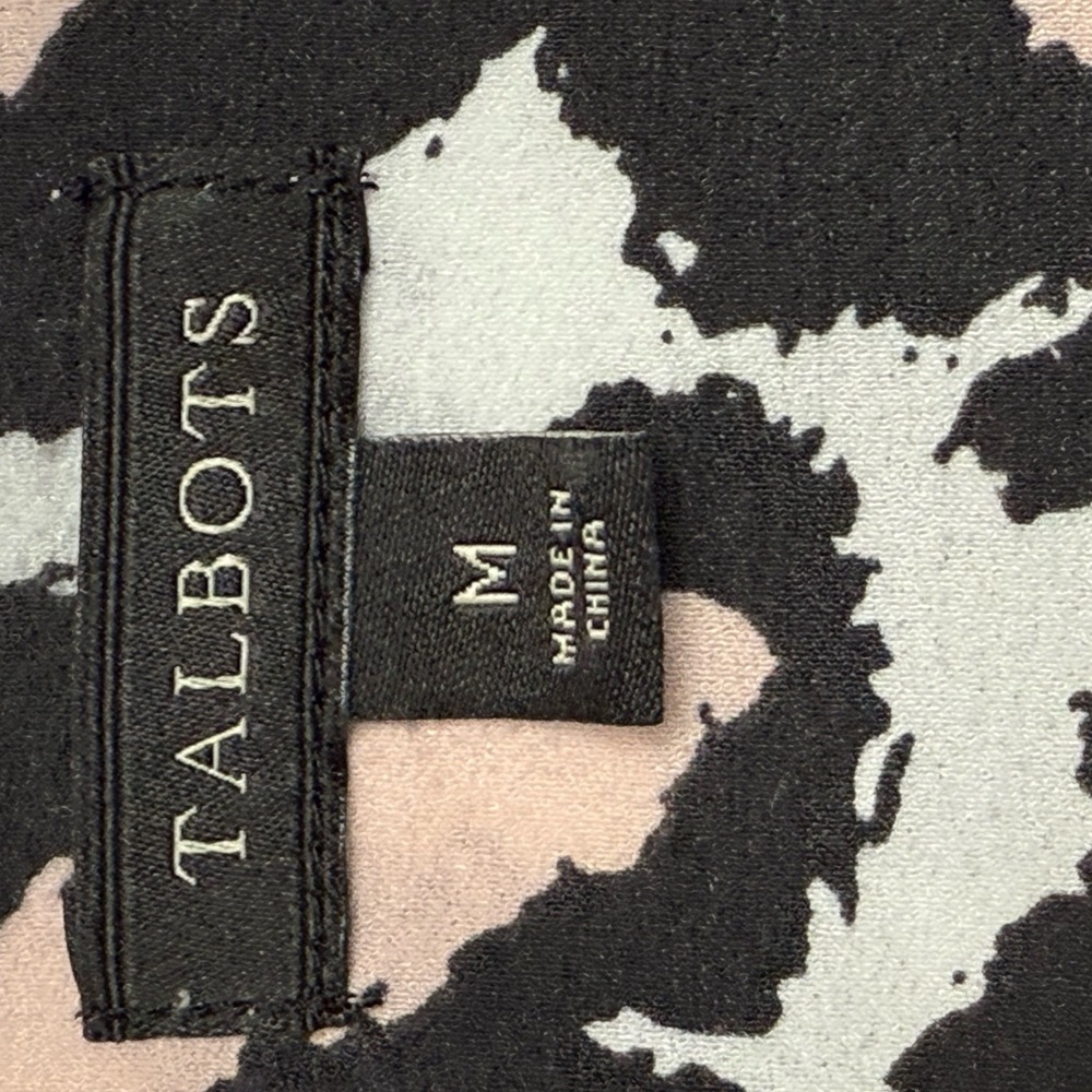 Talbots Leopard Print Split Neck Blouse Pink Blac… - image 4
